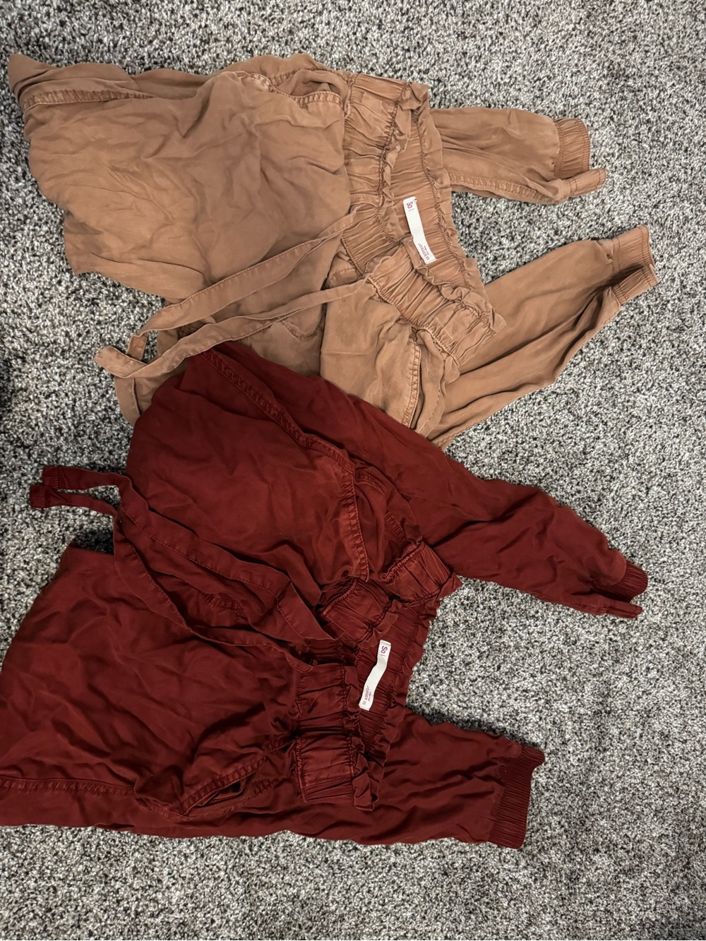 Women's Tie-Waist Blouse Duo in Rust and Camel